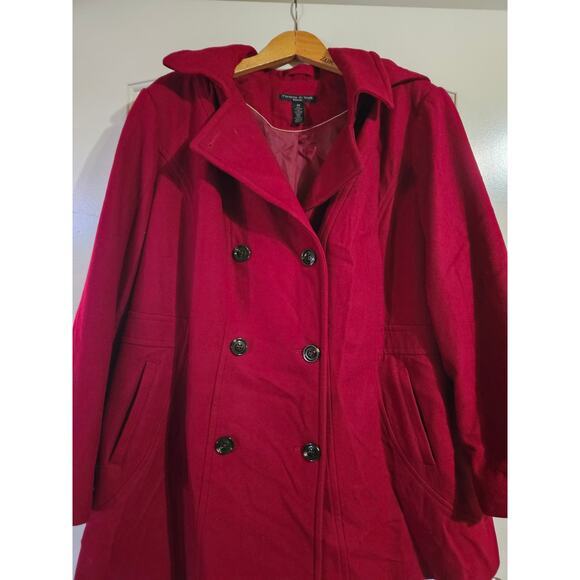 Preston & York Red Wool Blend hooded coat - size 3X Plus Size - Picture 5 of 7
